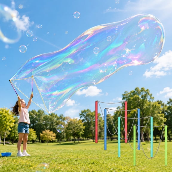MODANU 4Pcs Giant Bubble Wands Big Bubble Wands, Outdoors Bubble for Birthday, Outdoor Activities, Party Favors, Giant Bubble Solution Not Included (Multicolor)