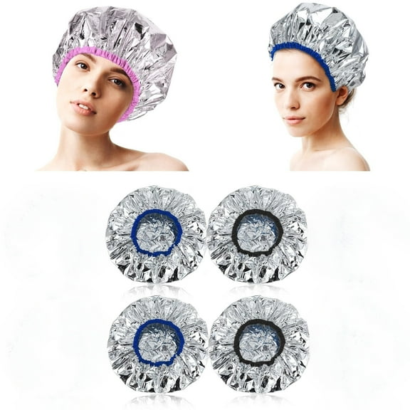 MODANU 4Pcs Heat Cap for Deep Conditioning, 11" Thickened Aluminum Shower Cap Steam Cap, Reusable Conditioning Processing Caps for Home and Salon Dyeing Use