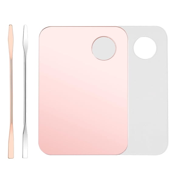 MODANU 4Pcs Makeup Mixing Tray Makeup Palette Set, Acrylic Makeup Mixing Palette Foundation Palette for Eye Shadow Lipsticks Nail Art Beauty Salon (Pink & Clear)