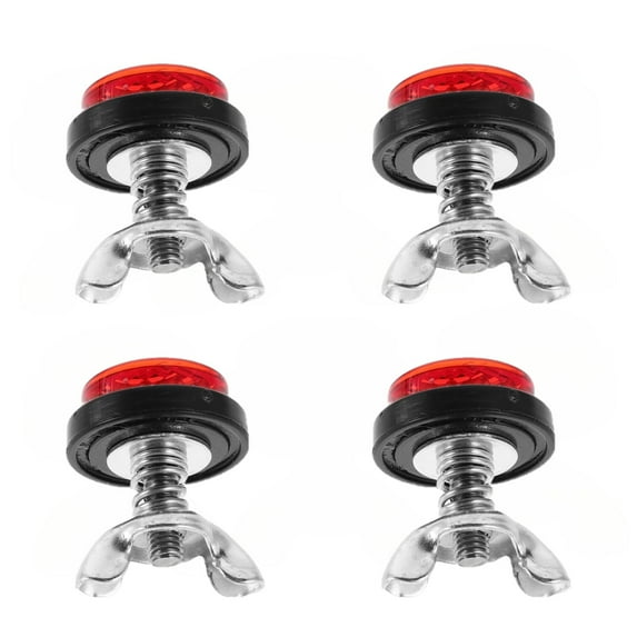 MODANU 4Pcs Red Reflector Motorcycle License Plate Bolts and Nuts, Round Head M5 Screws for Motorcycle, Bicycle, Car( 0.98" Diameter, 7/16" Size)