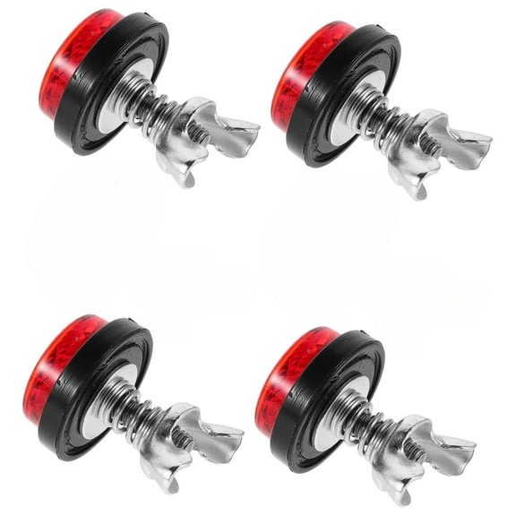 MODANU 4Pcs Red Reflectors Motorcycle License Plate Bolts and Nuts Mini Decorative M5 Screw Tag Bolt Round Reflective for Bike Motorcycle Bicycle