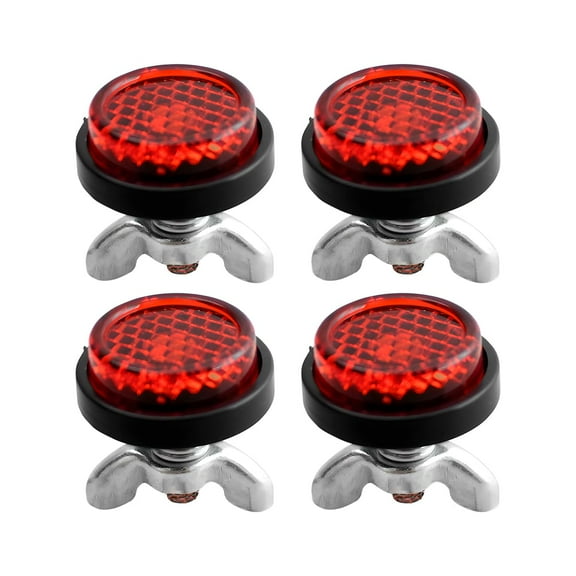 MODANU 4Pcs Reflective License Plate Screws, M5 Mini Red License Plate Reminder Reflector Fastener Bolts and Nuts Universal for Vehicles Motorcycle Trunk Bicycle