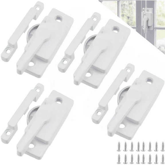 MODANU 4Pcs Windows Sash Lock-Sliding Window Sash Locks for Single-Hung and Double-Hung Windows, Alloy Cam Sash Locks for Vertical and Horizontal Sliding Windows, White