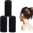 thumbnail image 1 of MODANU 4mm Black Hair Ties for Thick and Curly Hair Ponytail Holders Hair Elastic Band for Women or Men(150 Pcs, 2inch Diameter), 1 of 9