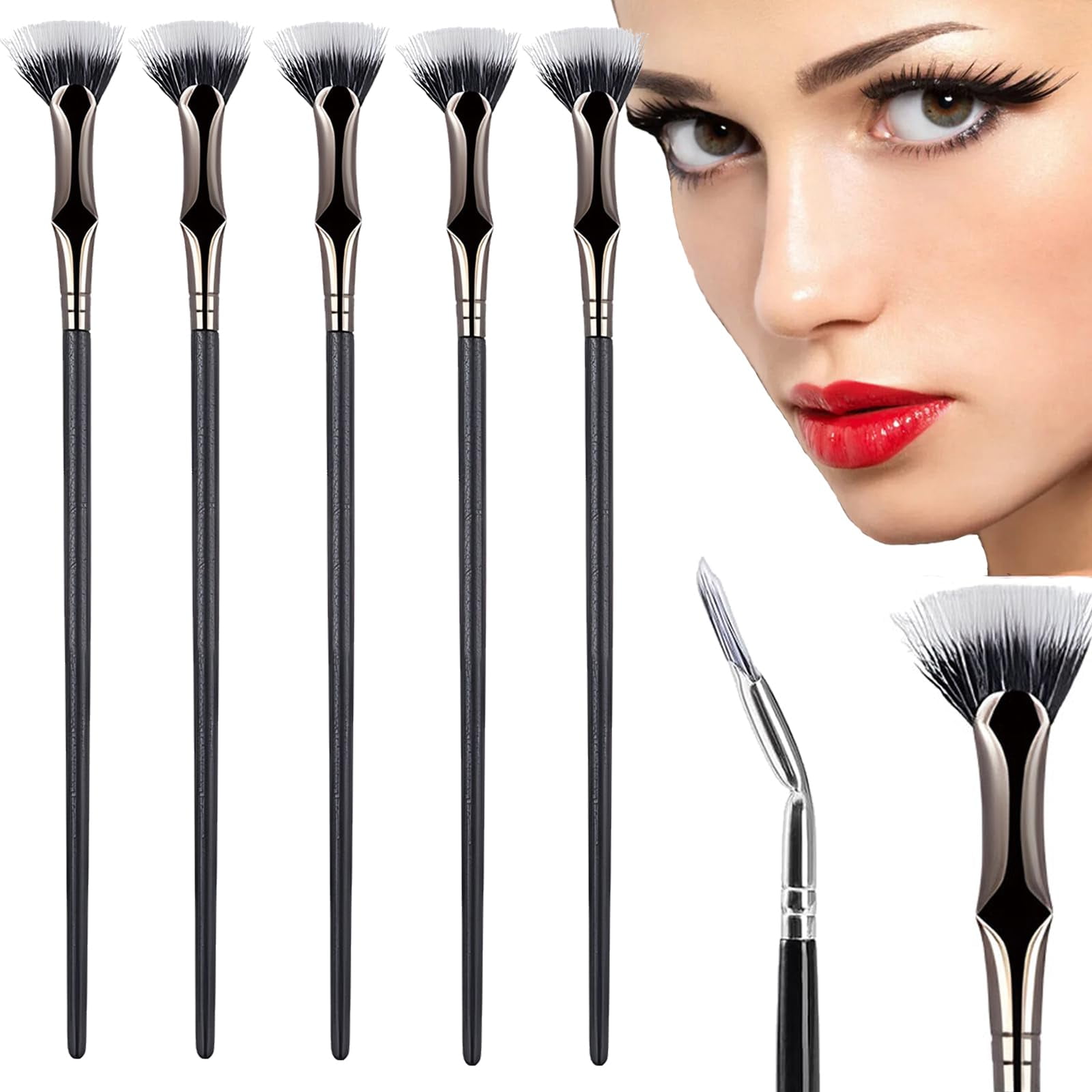 MODANU 5 Pcs Mascara Fan Brush, Lash Wand Brush Fan for Natural Lifted