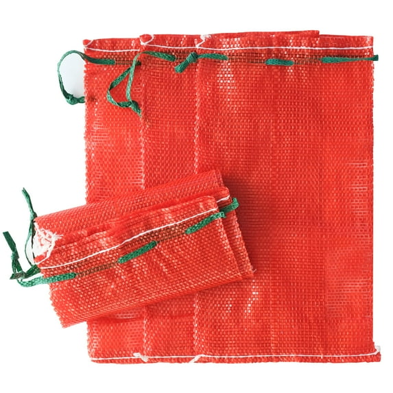 MODANU 50 Pcs 10 lb Mesh Onion Bags, 10"×18" Mesh Produce Bags Hanging Reusable Breathable Vegetable Storage Net Bags with Drawstring for Onions Potatoes Citrus Crawfish, Red