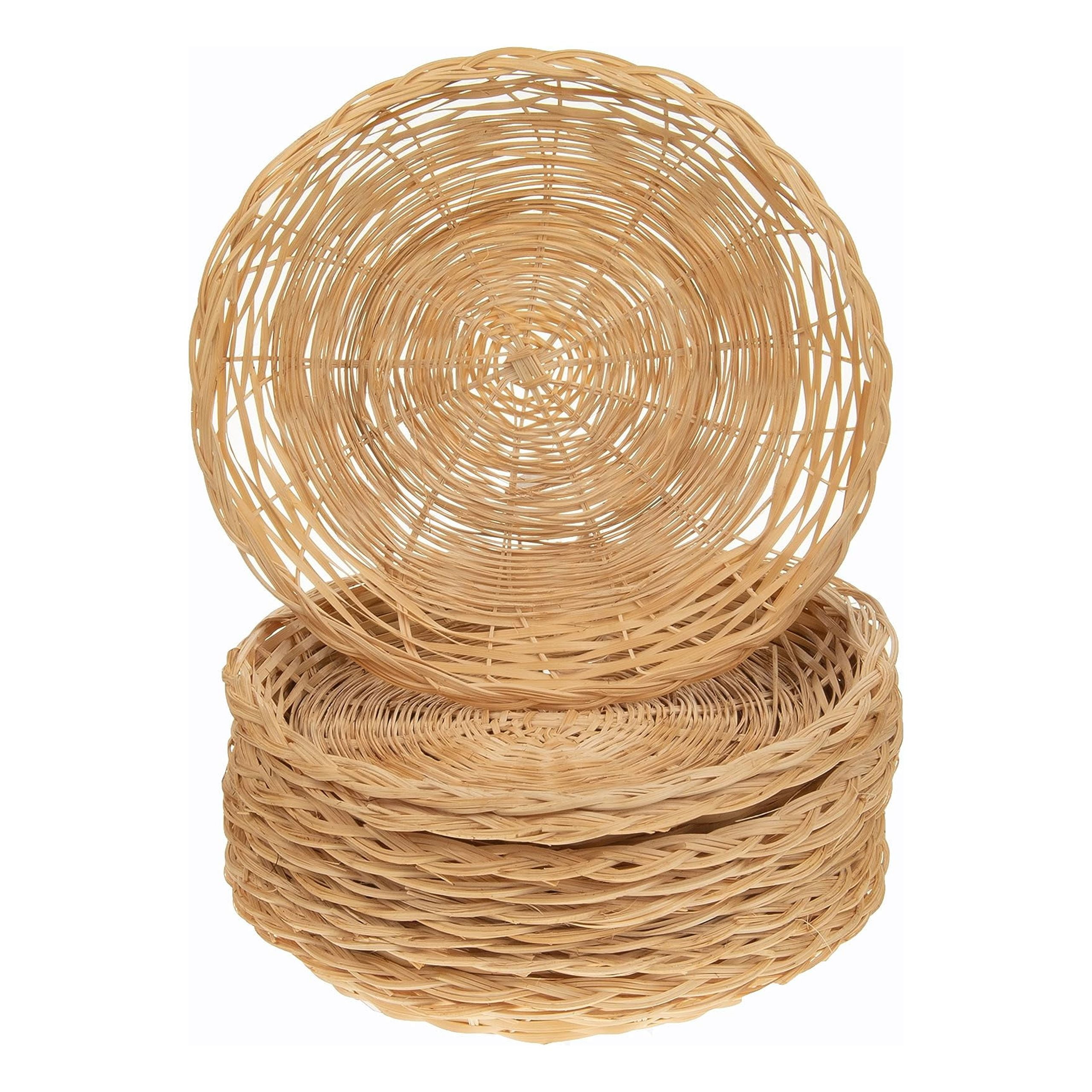 MODANU 6 Pcs Bamboo Paper Plate Holders 9.84 inch Wicker Paper Plater Holders Reusable Paper