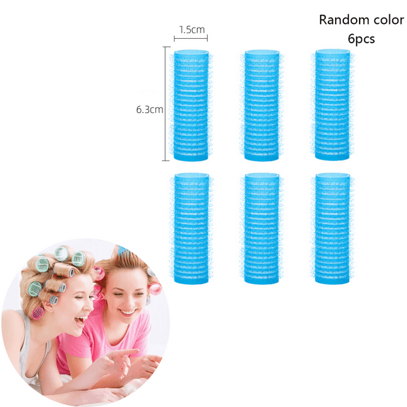 MODANU 6 Pcs Hair Curlers - 15mm Self Grip Hair Rollers for Long Hair, Thick, Thin, Fine and Short Hair (Random Color)