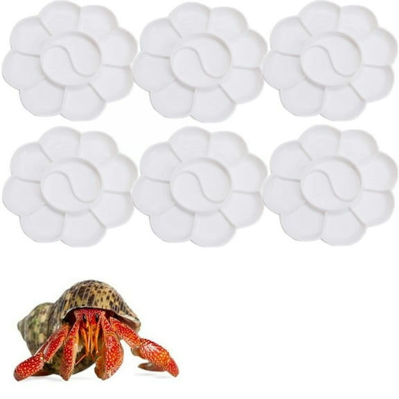 MODANU 6 Pcs Hermit Crab Food Bowl 10 Compartments Small Feeding Dish Water Dish for Snail, Gecko, Insect (White)