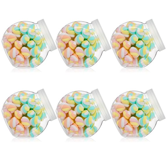 MODANU 6 Pcs Clear Candy Jars with Lids 7.7oz/230ml Plastic Cookie Container Clear Wide Mouth Candy Storage Jar for Cookies, Candy, Snacks, Paper Stars, Detergent Pods, Gifts and Storage