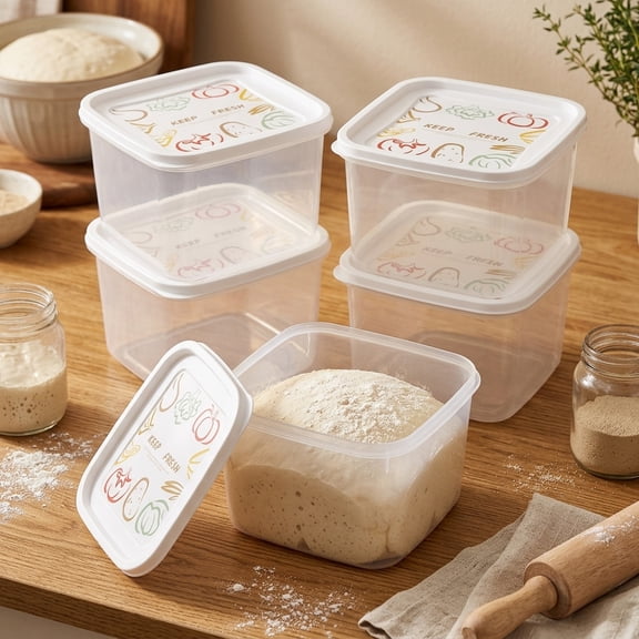 MODANU 6 Pcs Small Pizza Dough Proofing Box with Sealing Lids, Pizza Dough Containers with Covers