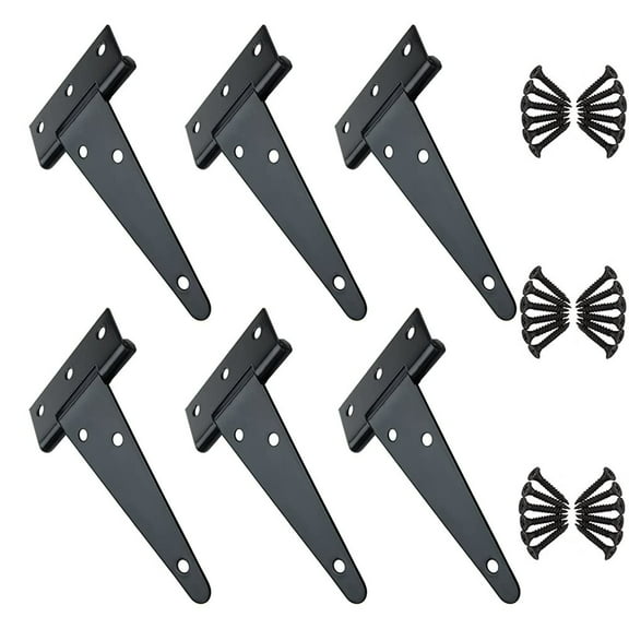 MODANU 6 Pcs T Strap Hinges, Heavy Duty T-Strap Shed Door Hinges Gate Hinges, 2 inch Tee Hinge for Wooden Fences, Yard Door, Barn Door Gates, Wrought Rustproof