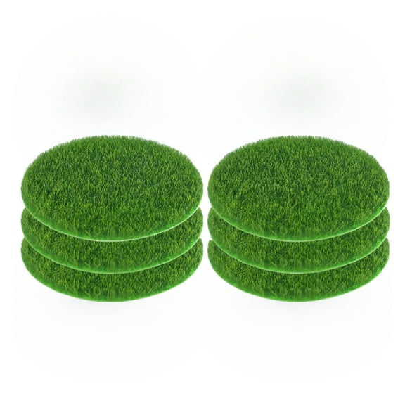 MODANU 6Pcs Miniature Artificial Grass 6inch Round Decorative Mat for Dollhouse Garden Decor Diameter Faux Grass Lawn Ornament for DIY Micro Landscape Crafts