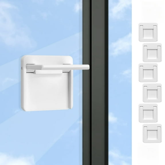MODANU 6Pcs Sliding Door Lock, Safety Sliding Glass Door Lock for Sliding Glass Doors, Sliding Windows, Sliding Closet(White)