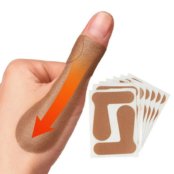 MODANU 7 Sheets (14 Pcs) Precut Thumb Support Tape, Self Adhesive Support Protecting Straps, Elastic Toe Patches Finger Bandages for Sport Housework Joint Arthritis, Beige