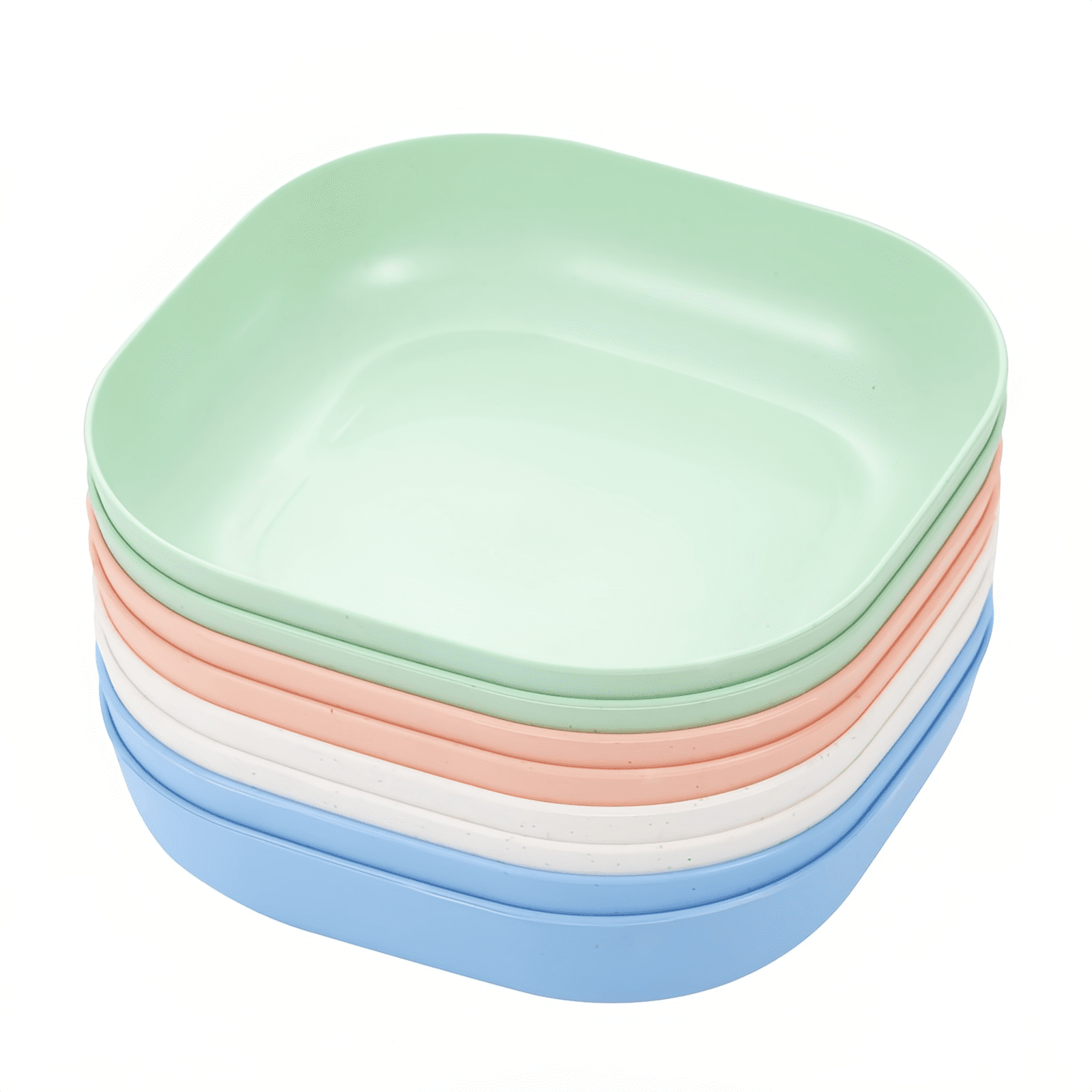MODANU 8 Pack Square Lightweight Wheat Straw Plates, 5.7" Dinner Dishes