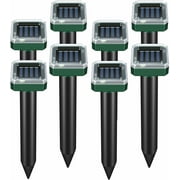 MODANU 8 Pack Ultrasonic Solar Animal Repellent | Humane Solar Remover Pest Control Spikes for Groundhog, Gopher, Vole, Mole, Snake, Chipmunk, Racoon, Squirrel, Mice & Other Burrowing Rodents