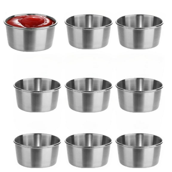 MODANU 8Pcs Sauce Dipping Bowl 60ml/2.1oz Mini Sauce Cups Pudding Condiment Cups for Home Party Restaurant (Silver)