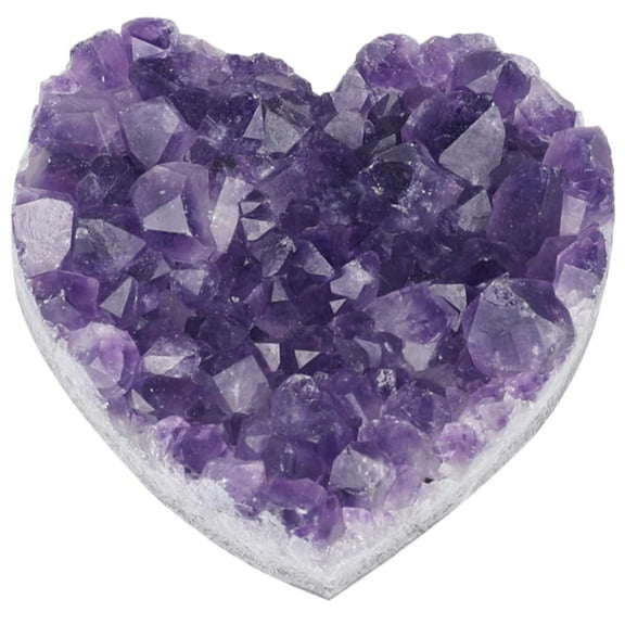 MODANU Amethyst Crystals and Healing Stones Gemstones 1.5-2inch Heart Crystal Cluster Geode Purple Natural Rock Protection Crystals Raw Stone Heart Decor Energy Balance Reiki Room Decor