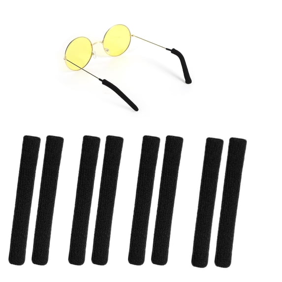 MODANU Anti-Slip Elastic Comfort Glasses Ear Grip, 4 Pairs Eyeglasses Temple Tips Sleeve, Soft & Well-Fitting Glasses Ear Cushion, Knitting Eyeglass Ear Grips, Glasses Anti Slip Tips Sleeve, Black
