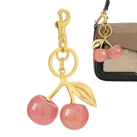 MODANU Cherry Bag Charm Keychain for Women, Cute Cherry Purse Accessories, Bag Charms for Handbags, Christmas gift for Her, Gold