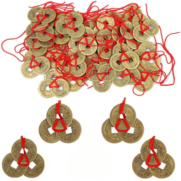 MODANU Chinese Fortune Feng Shui Coins Set of 16, 4 Styles New Year Lucky Coins Charms Hanging Pendant Decorations for New Year Home Health Wealth Success Lucky Decor