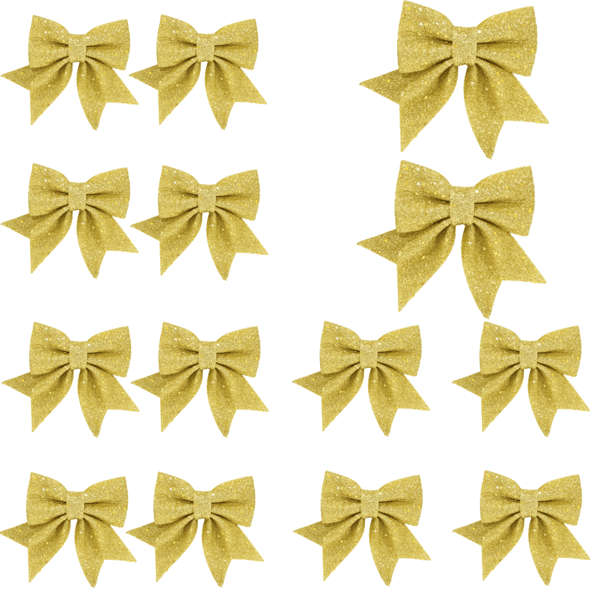 MODANU Christmas Bow Decorations, 12Pcs Glitter Gold Wreaths Bows