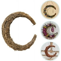MODANU Christmas Rattan Wreath, 11.8 inch Moon-Shape Garland Vine for Xmas Wedding DIY Crafts Party Supplies