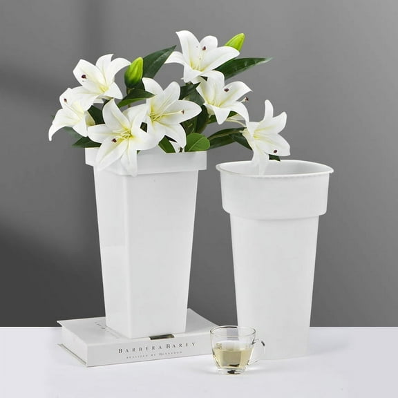 Breathable Tall Plastic Plant Pot For Flowers, M Available Home Decor Garden Accesories - White