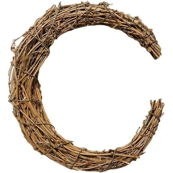 MODANU Grapevine Wreath 30cm Half Moon Vine Branch Wreath Rattan Wreath Garland Grapevine Roll Door Wreath Hoop for DIY Craft Easter Home Party Wedding Decor