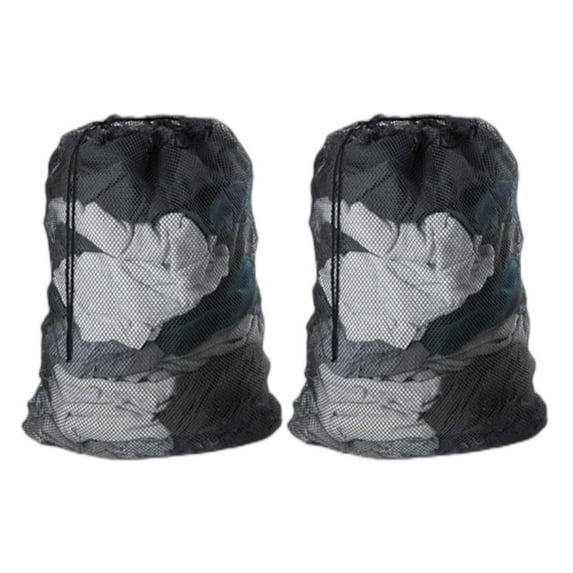 MODANU Large Mesh Laundry Bag 2 Pack With Drawstring Closure Machine Washable Mesh Laundry Bag for Factories, College, Dorm and Apartment Dwellers (Black)