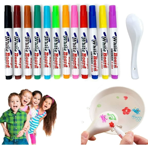 MODANU Magical Water Painting Pen, Magical Floating Ink Pen, A Watercolor Pen That Can Float in The Water, Magical Water Painting Pens Kit Set, Christmas Gift for Kids (12 Colors)