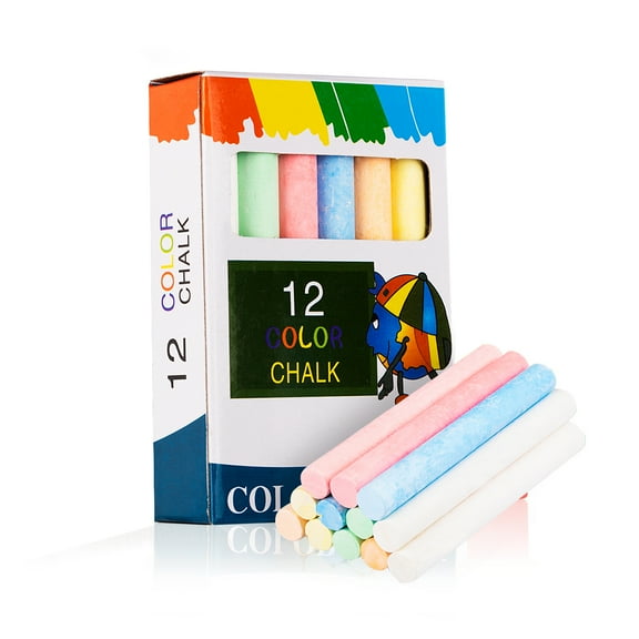 MODANU Non-Toxic Dustless Chalk Colored Dustless Chalk (12 ct box), 6 Different Colors, Jumbo Chalk, Washable, Art Set