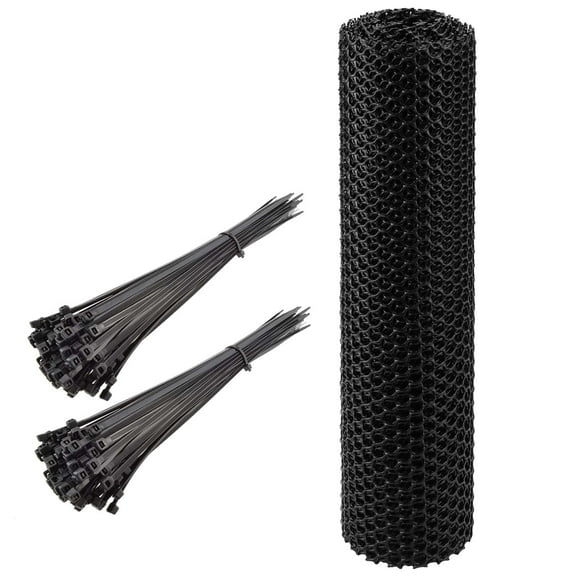 MODANU Plastic Chicken Wire Fence Mesh, 15.7" x 16.4' Poultry Fencing, Hexagonal Fencing Wire for Gardening, Construction Barrier Netting, Chicken Wire Frame Crafts, Floral Netting, Black