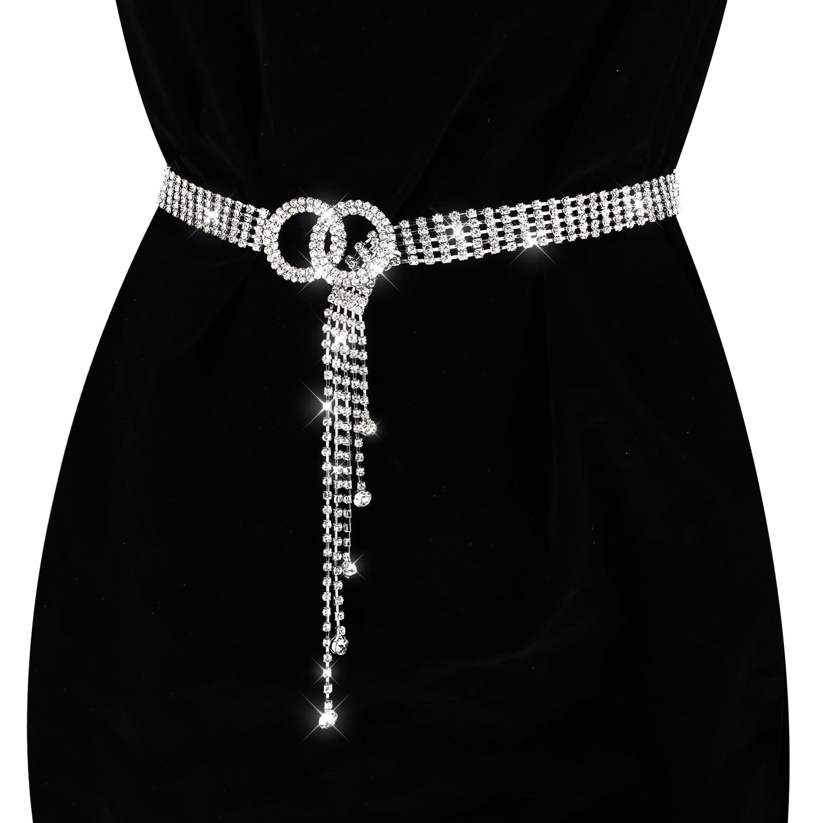 MODANU Rhinestone Waist Belt for Women, 47