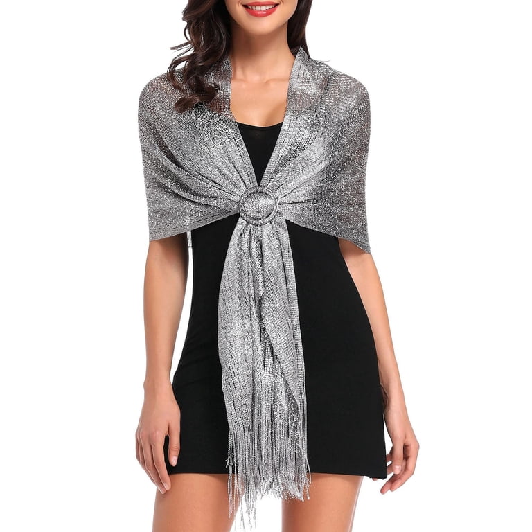 MODANU Sparkling Shawls with Buckle/Wraps for Wedding Evening Dresses  Cocktail, Silver - Walmart.com