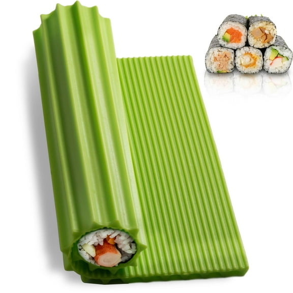 MODANU Sushi Making Kit, Silicone Sushi Mat Sushi Rolling Mat for Beginner Sushi Kids, 8.6 x 7.8 inch-Green