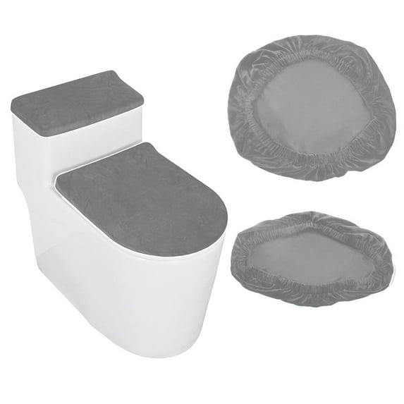 MODANU Toilet Lid Cover and Toilet Tank Lid Cover, Stretch Super Soft Toilet Protector Cover Fits Most Toilet Tanks and Lids, Grey