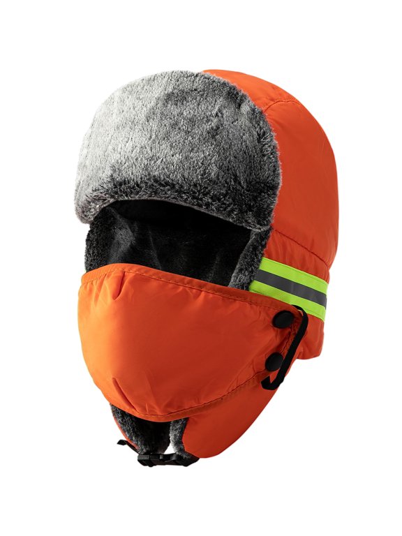 Winter Ice Fishing Trapper Hat, Warm Ice Fishing Trapper Cap Headwear, Cold Weather Warm Ski Hunting Hat with Earflap Face Mask for Men and Women