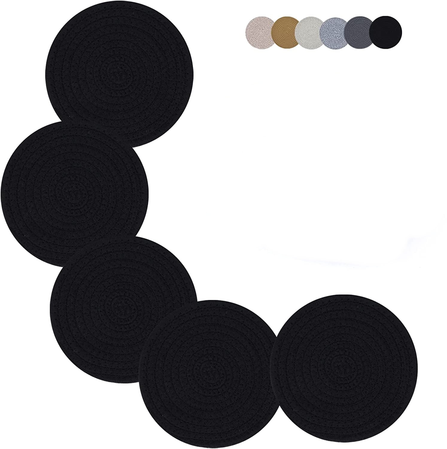 MODANU4 Pack 7" Polypropylene Woven Placemats for Dining Table, Heat