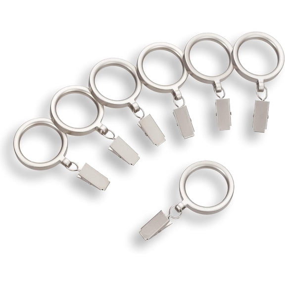 MODE Curtain Rings, Set of 14 Indoor/Outdoor Curtain Clips with Rings, 1-3/8 (Compatible with 1-1/8" Rods or smaller), Nickel