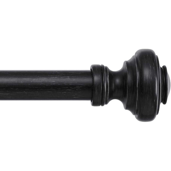 MODE Farmhouse Collection Adjustable Curtain Rod Set with Porch Doorknob Finials, Fits 24” to 60” Windows