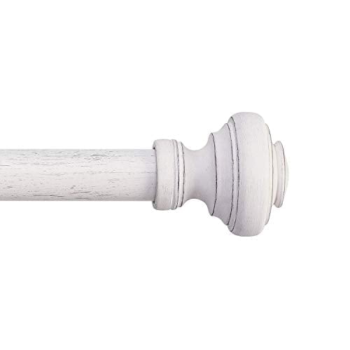 MODE Farmhouse Collection Adjustable Curtain Rod Set with Porch Doorknob Finials, Fits 60” to 132” Windows