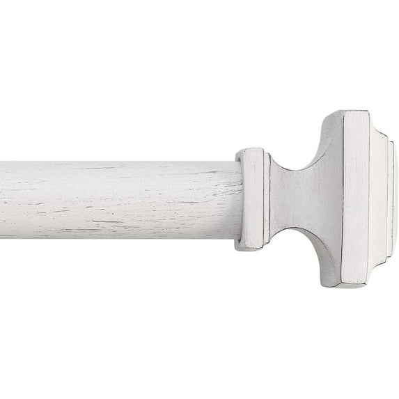 MODE Farmhouse Collection Adjustable Curtain Rod Set with Square Finials, Fits 132” to 228” Windows