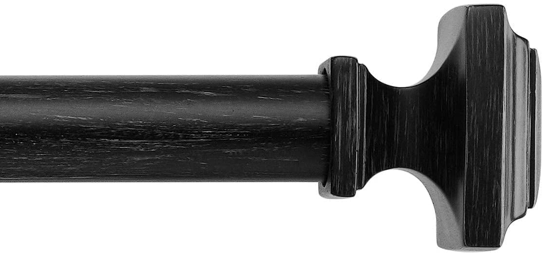 MODE Farmhouse Collection Adjustable Curtain Rod Set with Square Finials, Fits 24” to 60” Windows