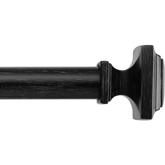 MODE Farmhouse Collection Adjustable Curtain Rod Set with Square Finials, Fits 24” to 60” Windows