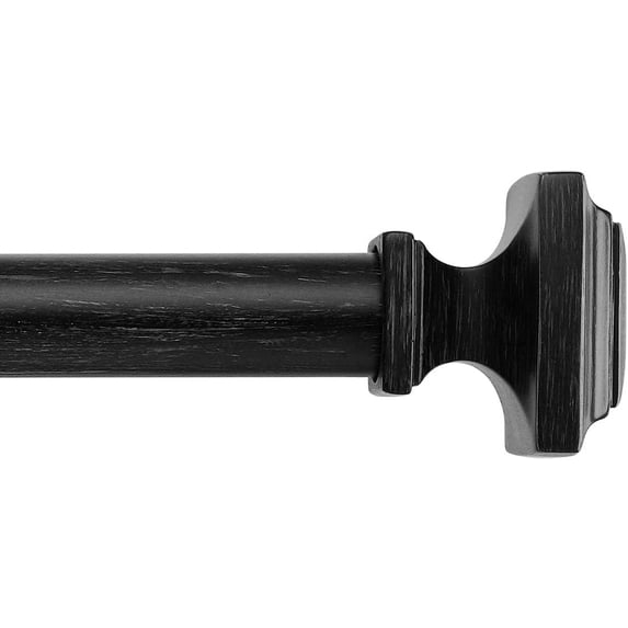 MODE Farmhouse Collection Adjustable Curtain Rod Set with Square Finials, Fits 24” to 60” Windows