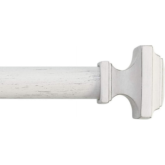 MODE Farmhouse Collection Adjustable Curtain Rod Set with Square Finials, Fits 60” to 132” Windows