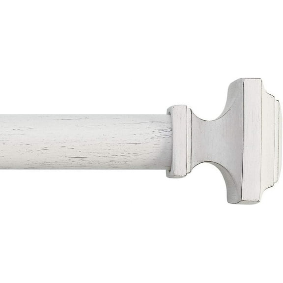 MODE Farmhouse Collection Adjustable Curtain Rod Set with Square Finials, Fits 60” to 132” Windows