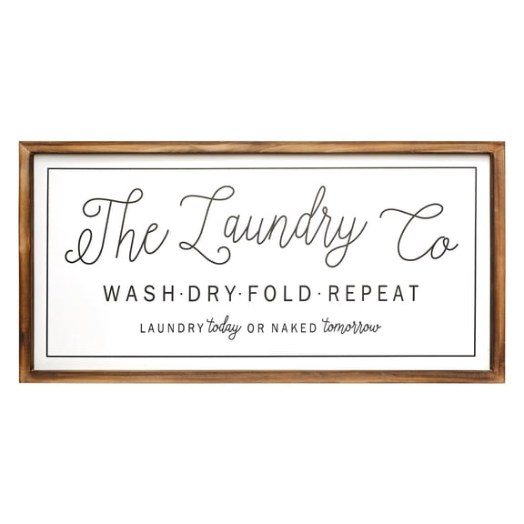 MODE HOME Large Laundry Sign for Laundry Room Decor 24''12'' Farmhouse Laundry Room Wall Decor The Laundry Co Wash Dry Fold Repeat Wooden Sign